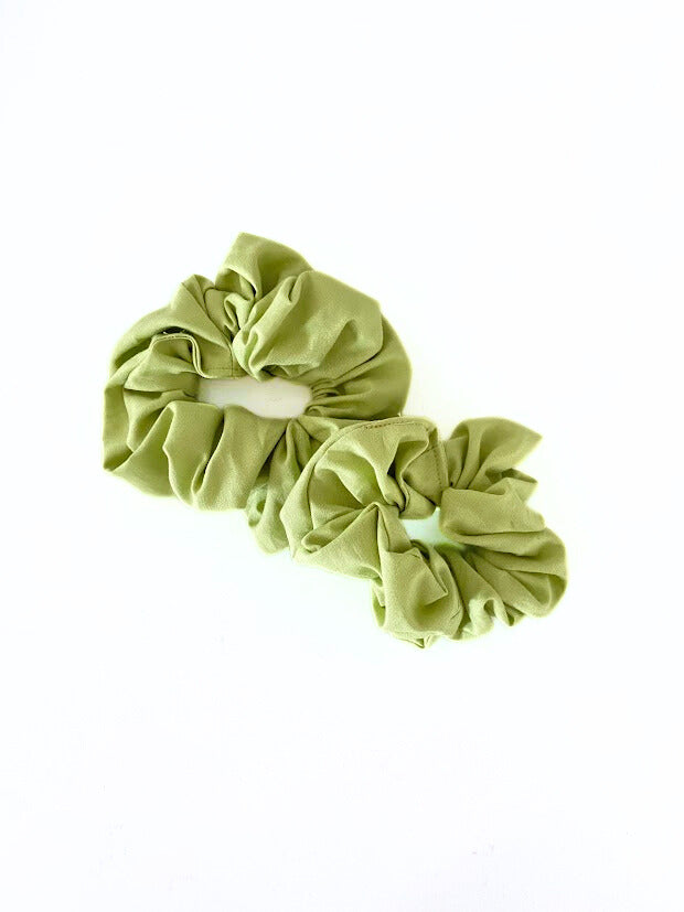 Scrunchie vert feuille et bleu turquoise vif