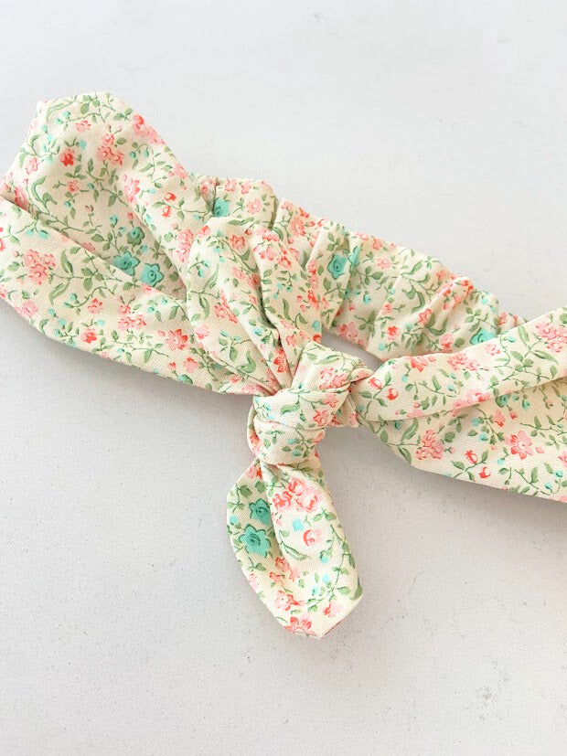 Bandeau fleuri rose et beige \ adulte