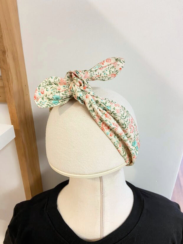 Bandeau fleuri rose et beige \ enfant