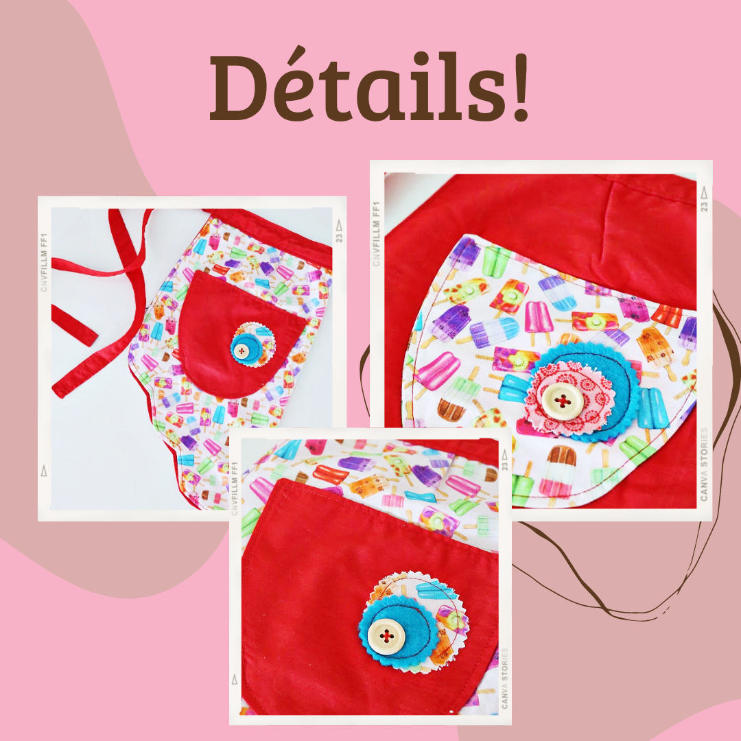 Tablier de taille pour enfant réversible \ Design de petits pop sicles de couleur