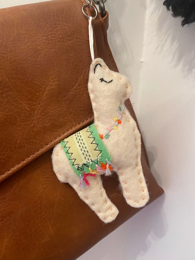 Porte-clé lama beige rembourré