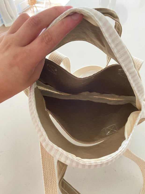 Sac rond beige et marron