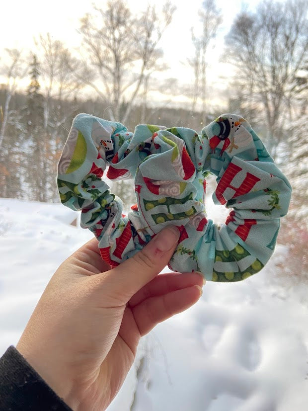 Scrunchie de Noel turquoise HOHOHO
