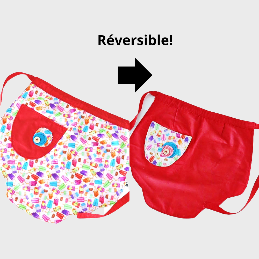 Tablier de taille pour enfant réversible \ Design de petits pop sicles de couleur