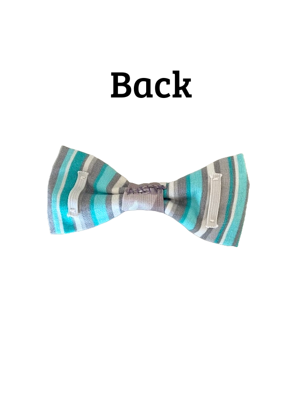 Noeud papillon rayer bleu et gris pour chat et petit chien
