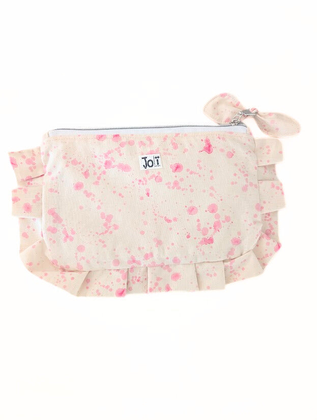 Pochette à maquillage rose à froufrou \ 3 designs rose