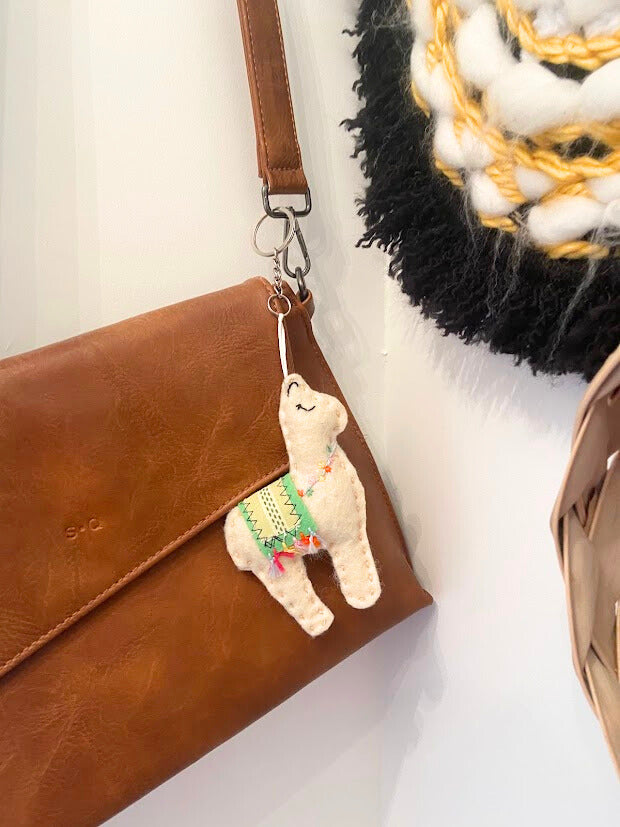 Porte-clé lama beige rembourré