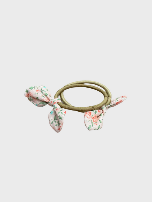 Paquet de deux élastique avec boucle rose et fleur