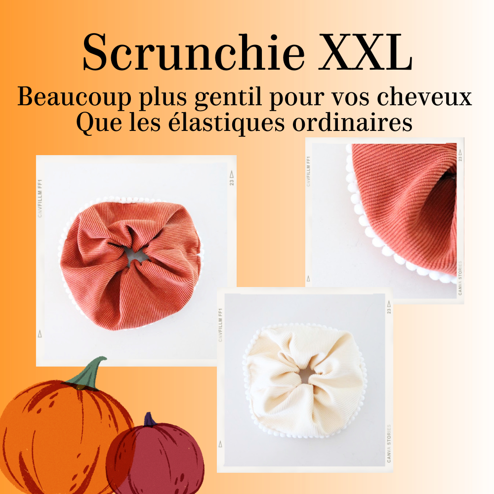 Scrunchie XXL en corps du roi avec pompom blanc