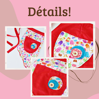 Tablier de taille pour enfant réversible \ Design de petits pop sicles de couleur