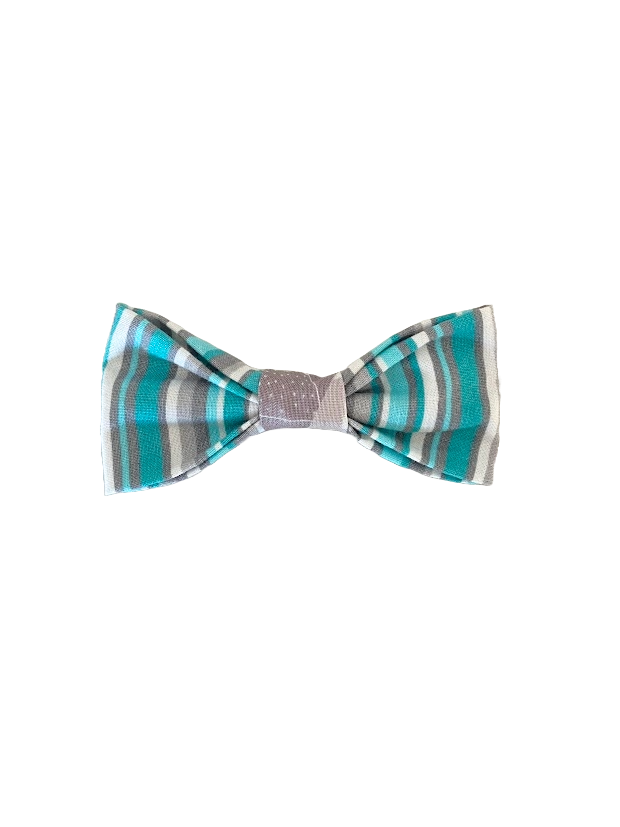 Noeud papillon rayer bleu et gris pour chat et petit chien
