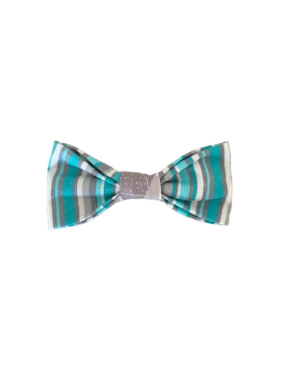Noeud papillon rayer bleu et gris pour chat et petit chien