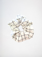 Scrunchie à carreaux blanc et gris
