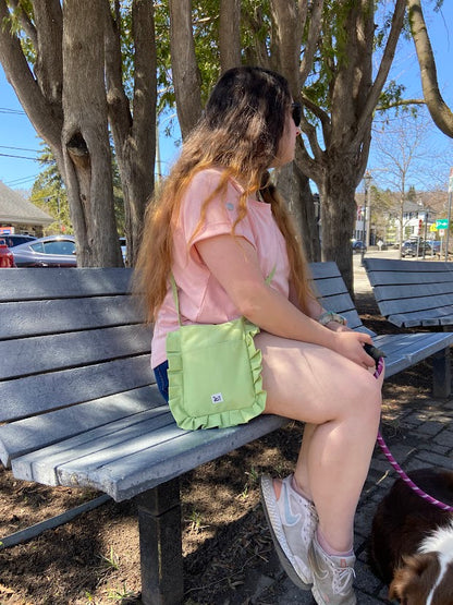 Sac bandoulière vert avec frange \ petit sac