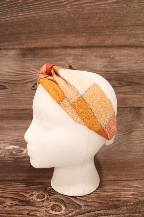 Bandeau en nœud automnale, beige ou carotter orange - Enfant