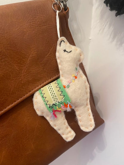 Porte-clé lama beige rembourré