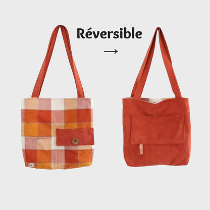 Sac cabas réversible, carotter orange et jaune