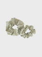 Scrunchie carotter vert et blanc, large et moyen