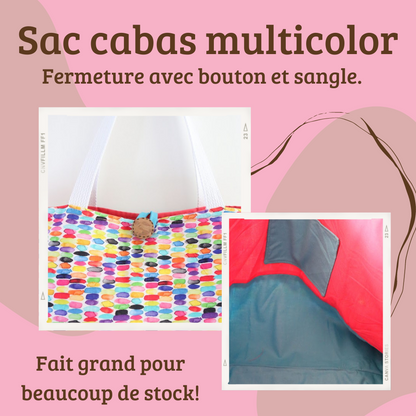 Sac cabas pour la plage, pour les courses ou autre, multicolore