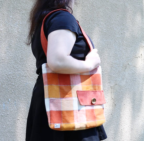 Sac cabas réversible, carotter orange et jaune